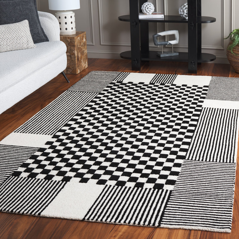 Hertha Wool Checkered Indoor Rug, Rectangle 4' x 6'