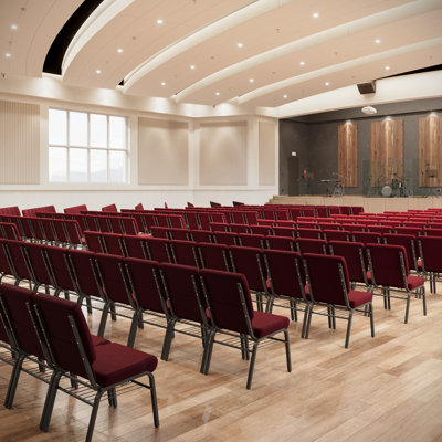 Chaise d'église en tissu 18,5 po avec bibliothèque Rayleigh