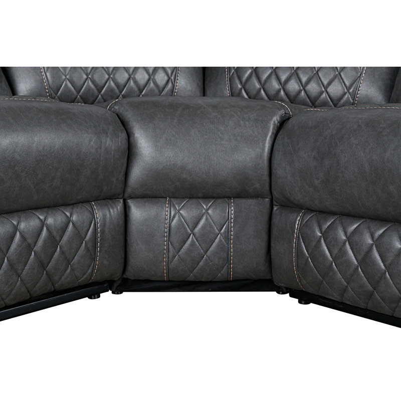 Ashvik Faux Leather Recliner, Gray Faux Leather
