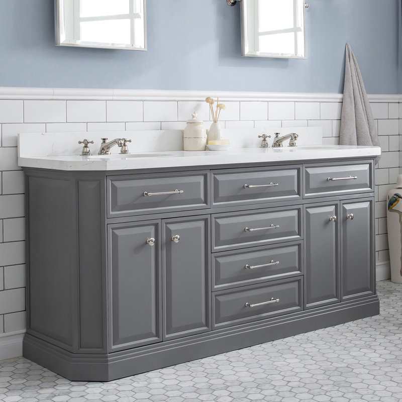 Palace 72'' W Double Vanity, Cashmere Gray, Polished Nickel