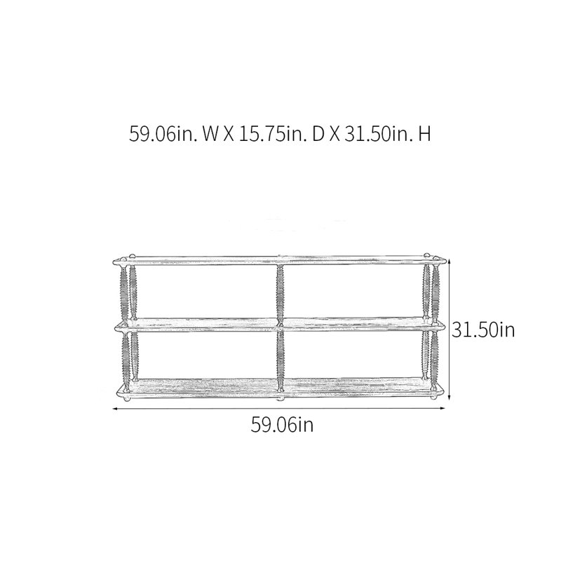 Retro Multifunctional Console Table, 31.5" H x 59.06" W x 15.75" D