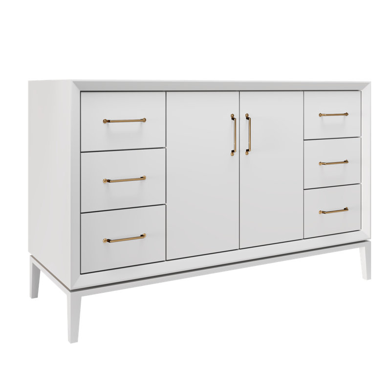 Alexandra Single Extra Wide Bath Vanity, Strong White, Satin Gold, 54"