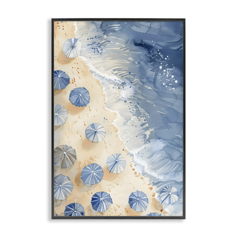 Parapluie de plage bleu aérien, estampe numérique, design par LSR Design Studio, H 18 po x l 12 po