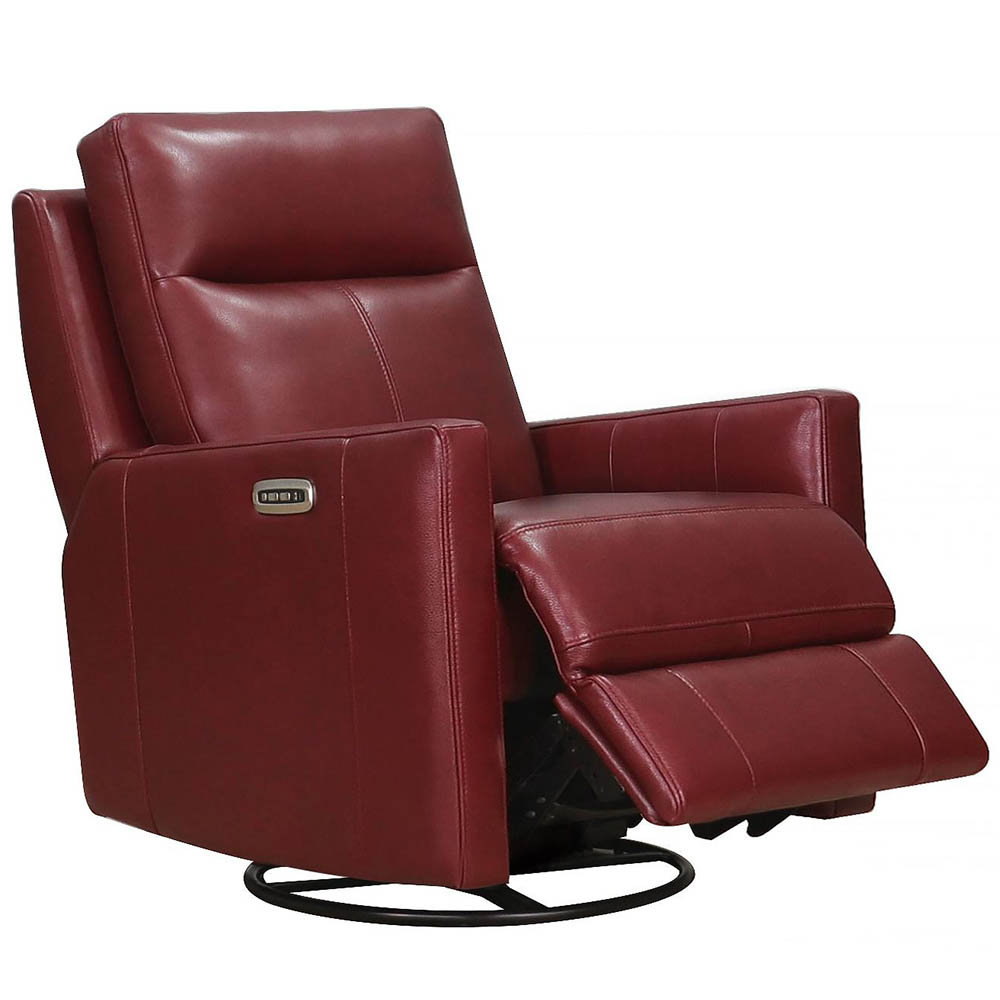 Ibis 30" Genuine Leather Swivel Power Recliner, Vienna Cranberry Red