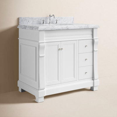 Flo 36'' Single Bathroom Vanity with Carrara Marble Top