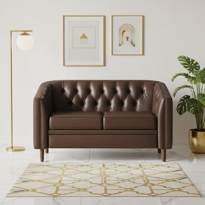 Elegant Diamond-Stitched Loveseat With Birch Wood Legs, Perfect For Contemporary And Comfortable Living Spaces.