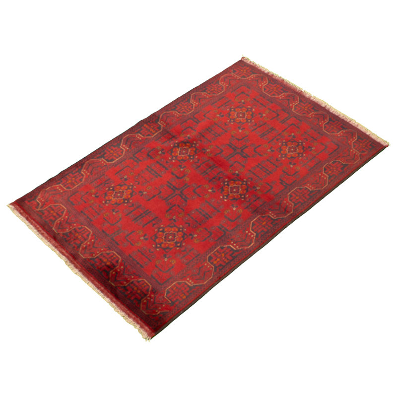 Tapis de zone en laine rouge 4 pi 1 po x 6 pi 6 po à main one-of-kind-noué la 2010s esari turque Allaina