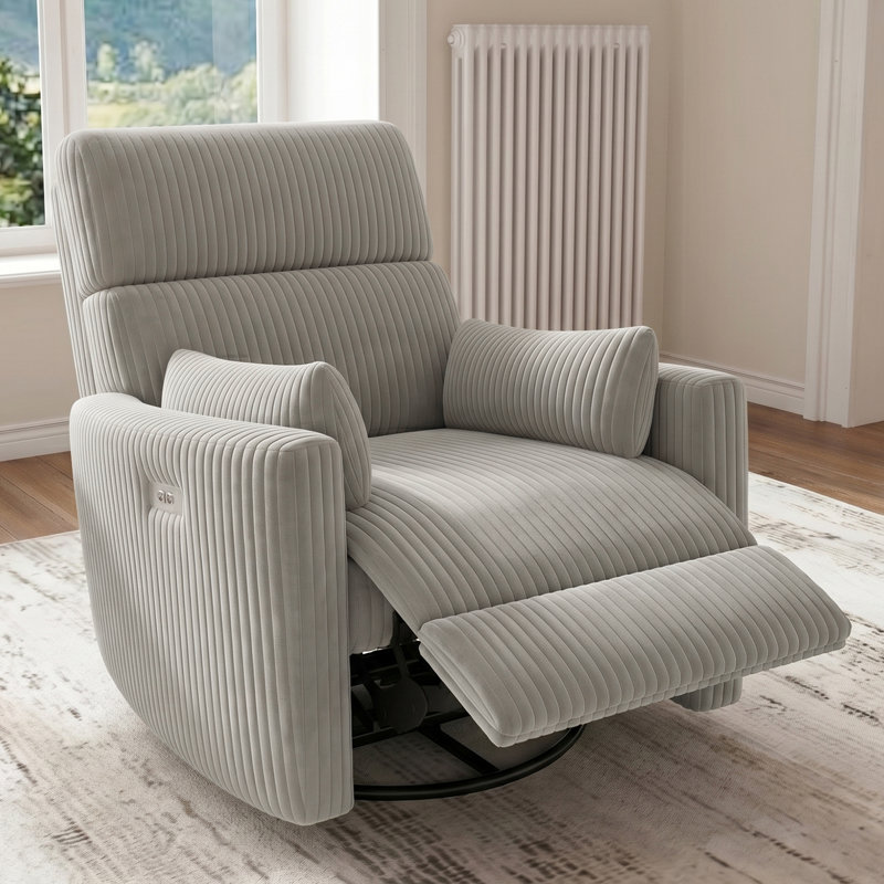 36.6" Wide Corduroy Power Lift Recliner Chair with Swivel , Gray