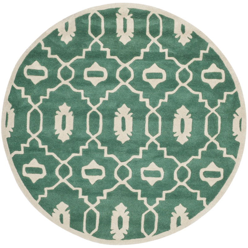Carolene Hand Tufted Wool Geometric Rug, Round 5'