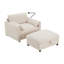 Fauteuil d'appoint 37 po en chenille beige moderne avec repose-pieds, support de téléphone réglable et ports de charge USB / Type-C - Canapé simple compact pour les petits espaces de salon