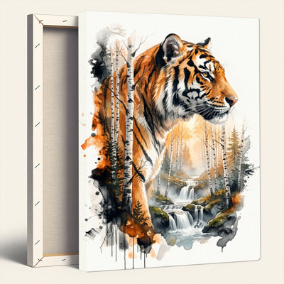 Tiger Forest Canvas Wall Art Oil Painting Print Set Of 1