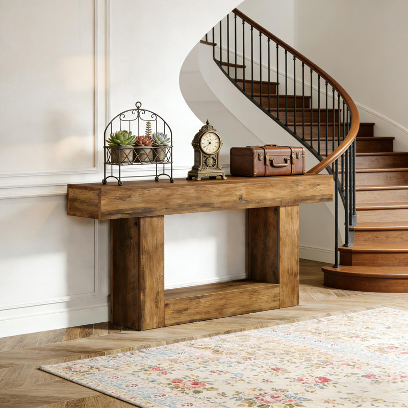 Table de couloir à 2 niveaux, table de canapé, console avec tablettes spacieuses pour un décor moderne et polyvalent