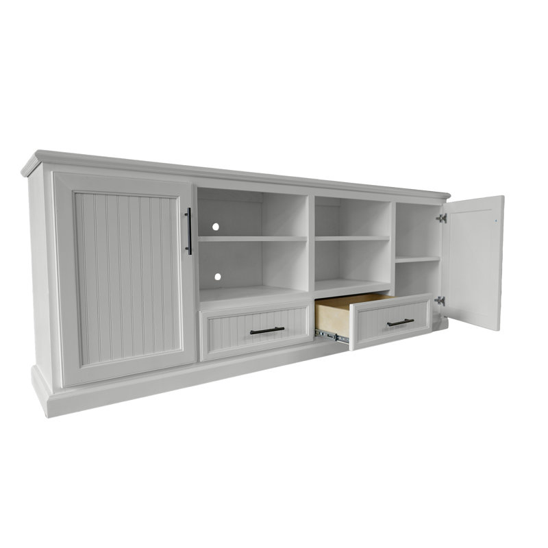 Raynav Solid Wood One-Piece Storage Credenza, Bright White