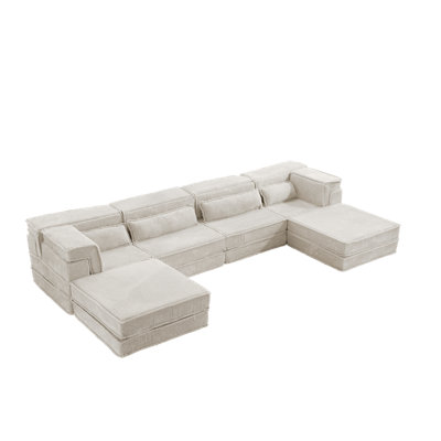 Canapé-lit modulaire convertible surdimensionné à 4 places avec 2 repose-pieds