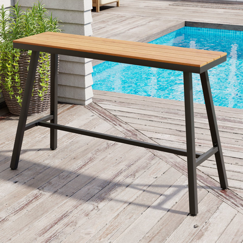 37.01" High Outdoor Metal Bar Table, Brown, 37.01" H x 15.55" W x 55.12" D