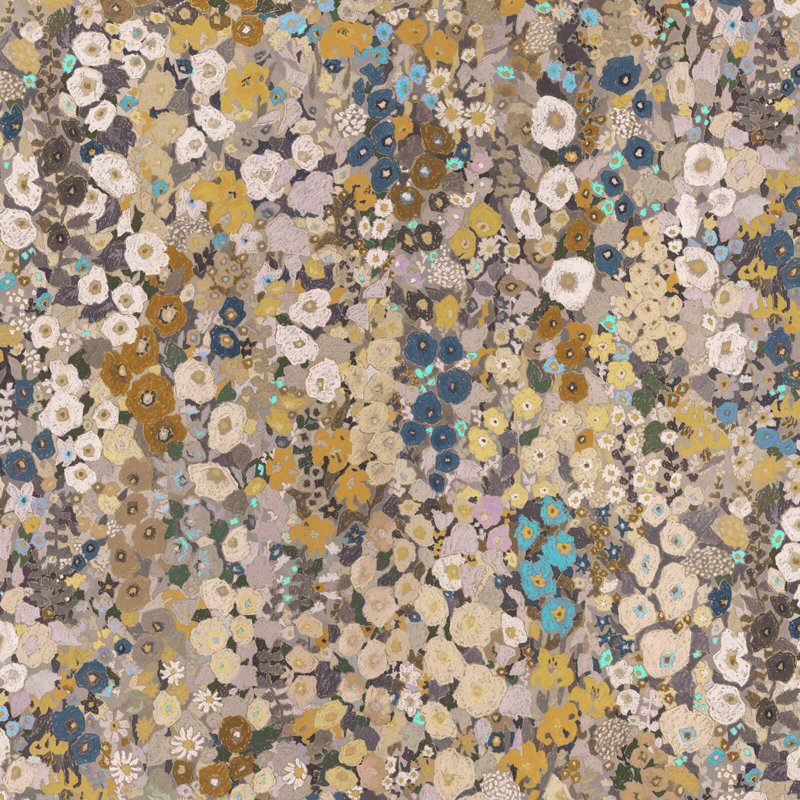 HOLLYHOCKS Wallpaper - Flax 9'10" - full height wallpaper