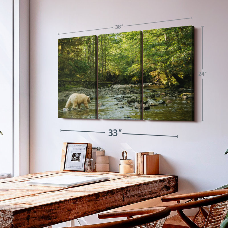 «Spirit Bear In Hartley Bay», 3 pièces, H 24 po x l 38 po