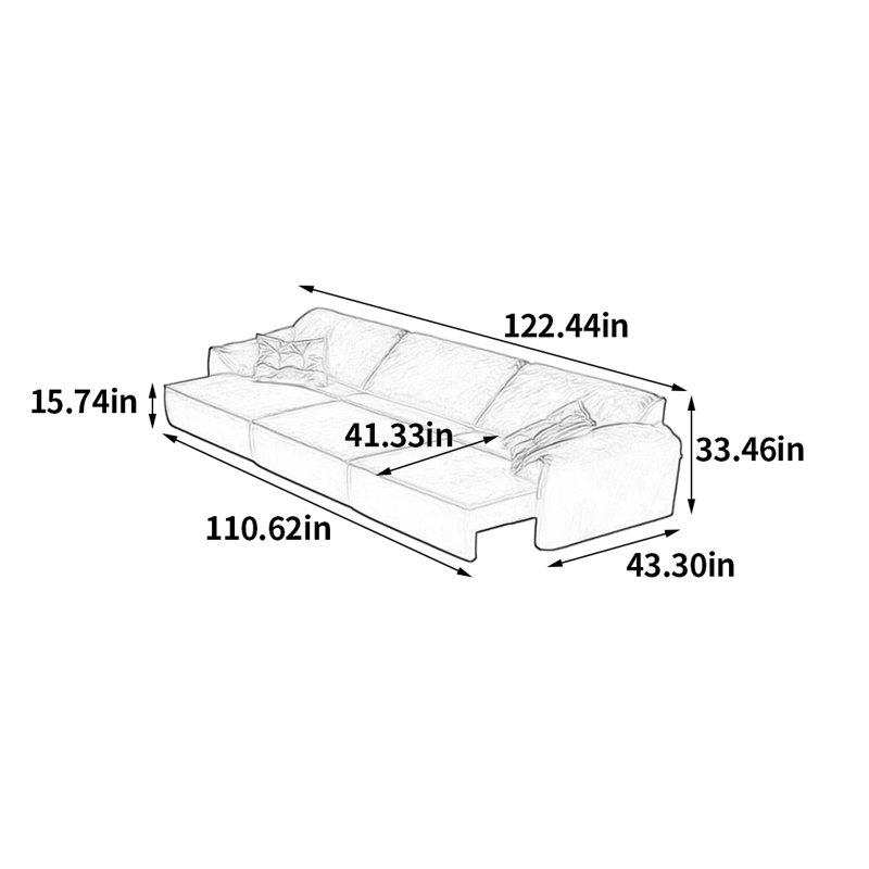 Multifunctional Intelligent Electric Sofa, 33.46" H x 122.44" W x 43.3" D, 3