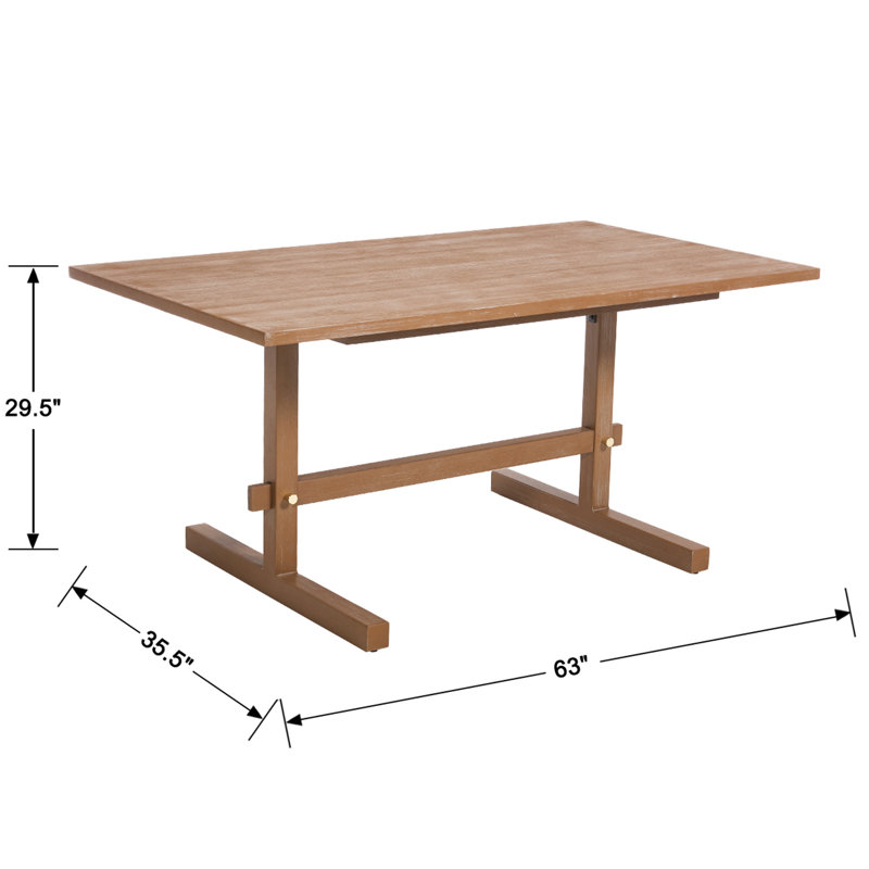 63'' Modern Dining Table For 4-6,Rectangular Kitchen Table, Solid Wood Base, Brown