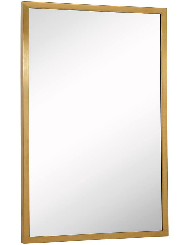 Mcandrew Metal Flat Wall Mirror, Satin Brass, 30" H x 24" W