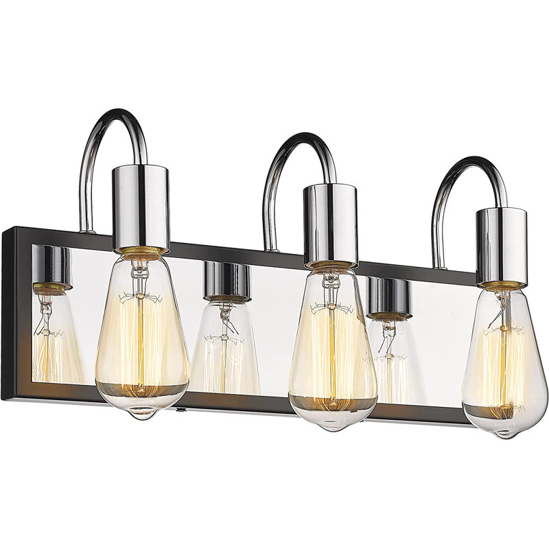 3 - Light Dimmable Vanity Light, Chrome/Black
