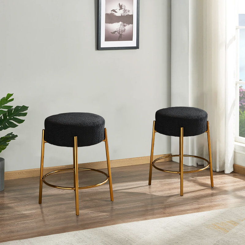 Tabouret de comptoir 24 po Charneco, Or, Noir