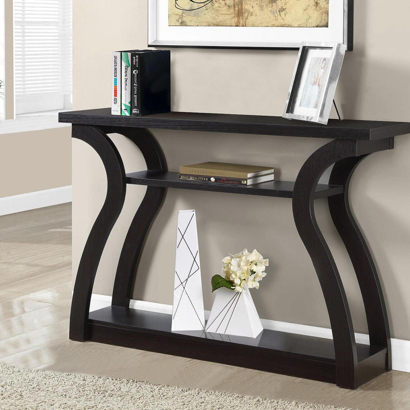 Table d'appoint, console, vestibule, étroit, canapé, salon, chambre à coucher, stratifié, contemporain, moderne, Espresso