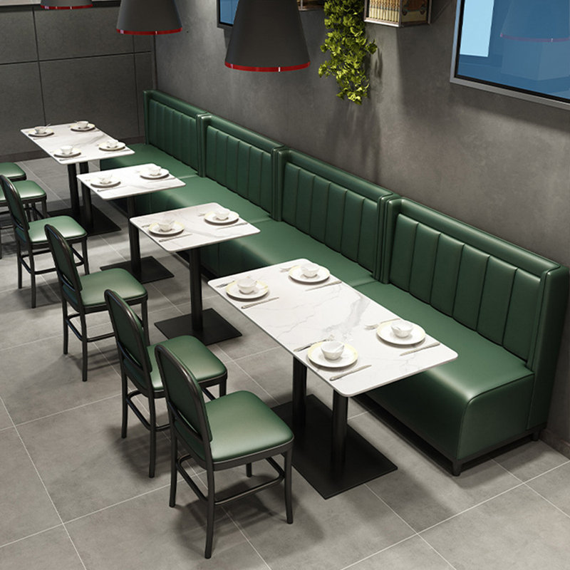 Modern casual simple cafe restaurant green benches