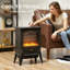HOMCOM Electric Fireplace Stove Heater 3D Flame Effect 2000W/1000W Black