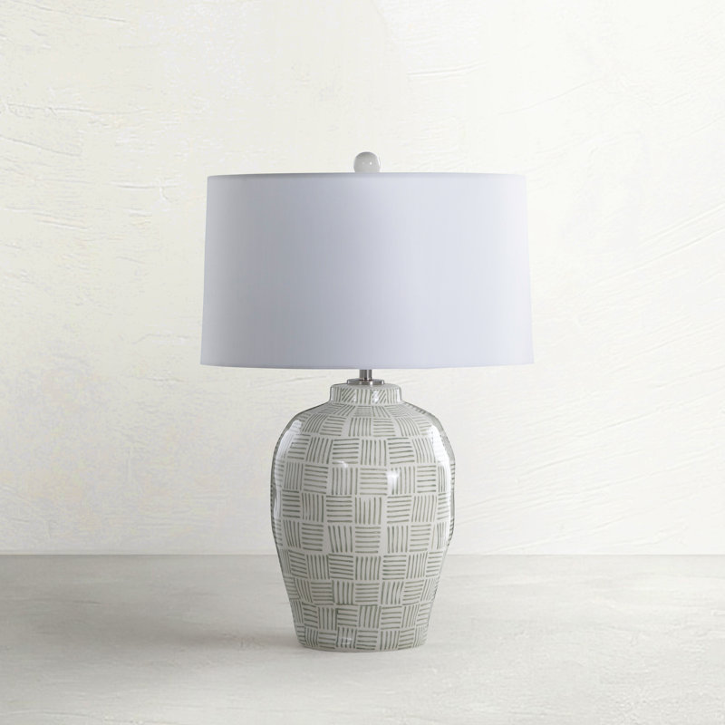 Liora Table Lamp, Green Patterned Glaze