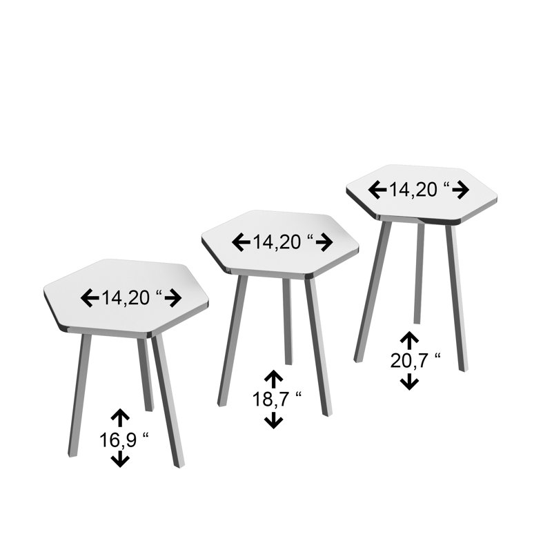 Ensemble de tables de bout Irsah, gris, Or