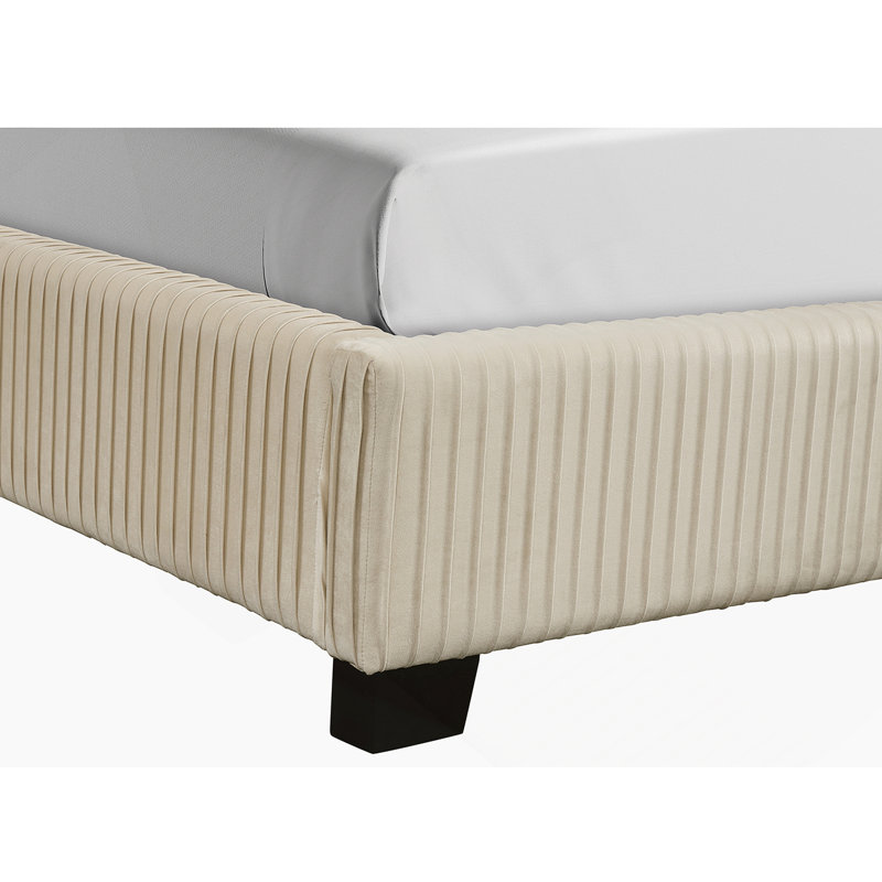 Grand lit tapissier dans une boîte beige, Beige, Grand lit