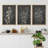 Black Gray Floral & Botanical Neutral Decor Minimalist Framed On Canvas 3 Pieces Print Wall Art-91875287-91875284