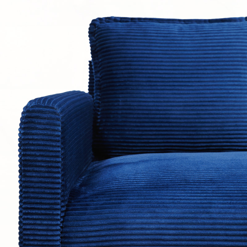 Causeuse en velours côtelé avec poche de rangement, Velours côtelé bleu