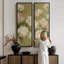 Textures de pivoines impressionnistes texturées en vert pastel - ensemble de 2 reproductions d'art encadrées sur toile 60 po x 20 po x 2 pièces, 60 po x 30 po x 2 pièces-1099523733-1099765570