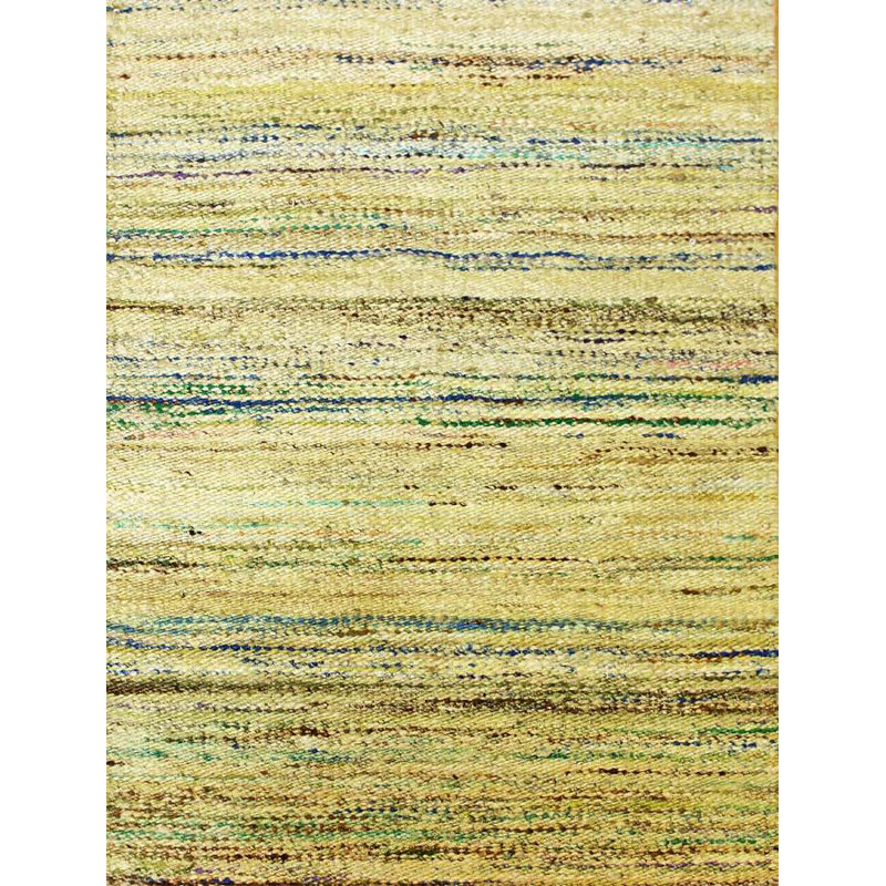 Sari Wool Abstract Area Rug in Yellow, Rectangle 6' x 8'6"