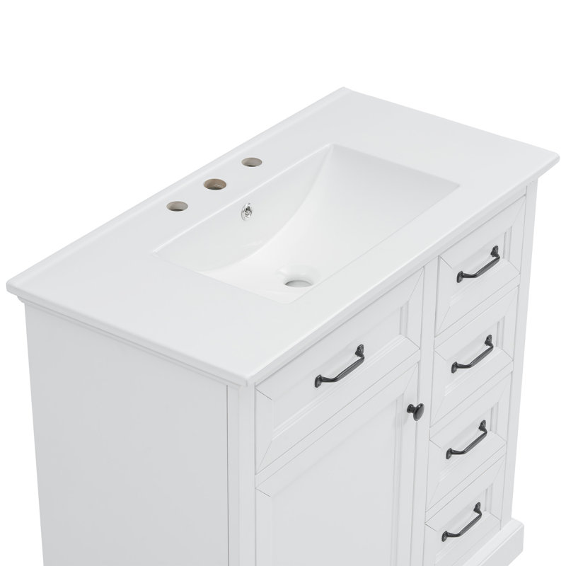 Meuble-lavabo 36 po, 4 tiroirs, meuble-lavabo à tablette réglable 36 po, - Fabrication (interdite), White