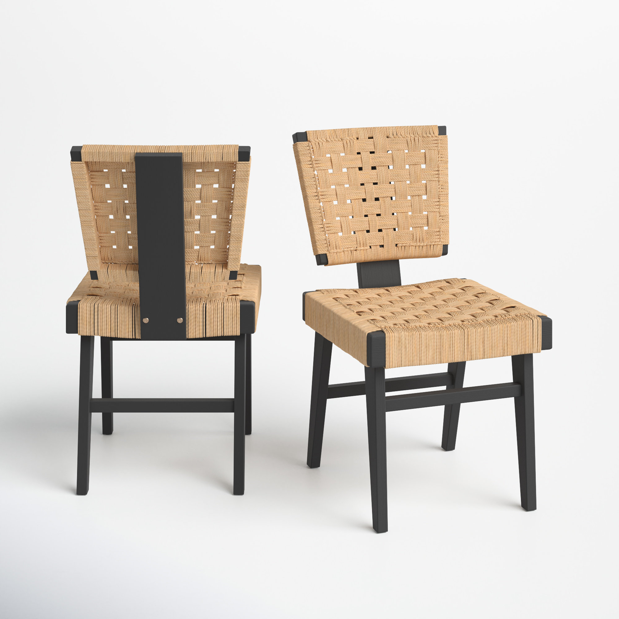 Alfie Woven Dining Chair, 	Black/Natural