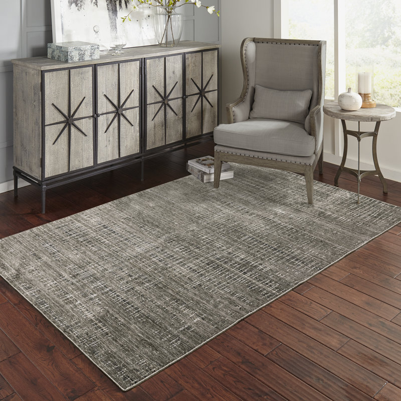 Tapis gris anthracite / gris Gwern, Rectangle 6 pi 7 po x 9 pi 6 po