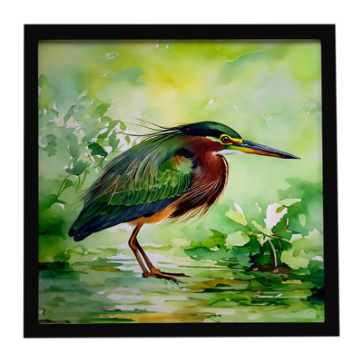 Green Heron Framed Metal Print