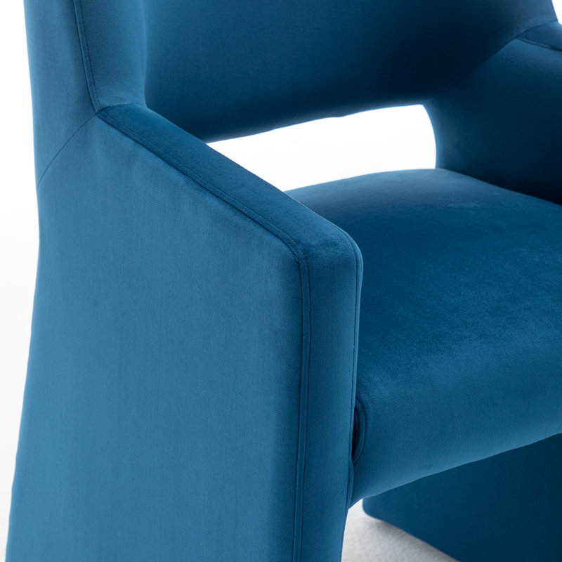 Chaise rembourrée en velours Hambrook, Marine