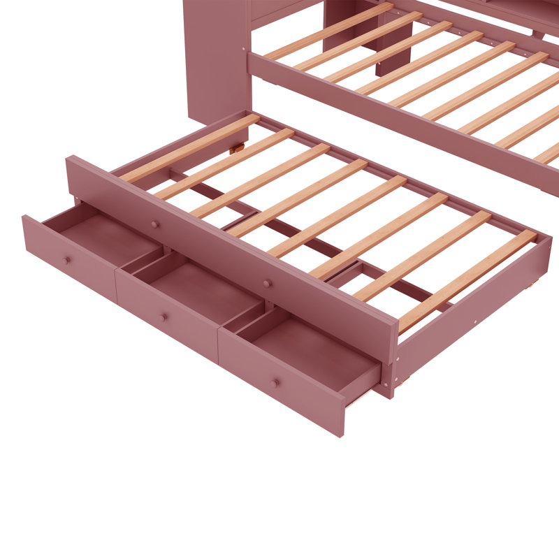 Lit de jour simple avec couchette, Rose foncé