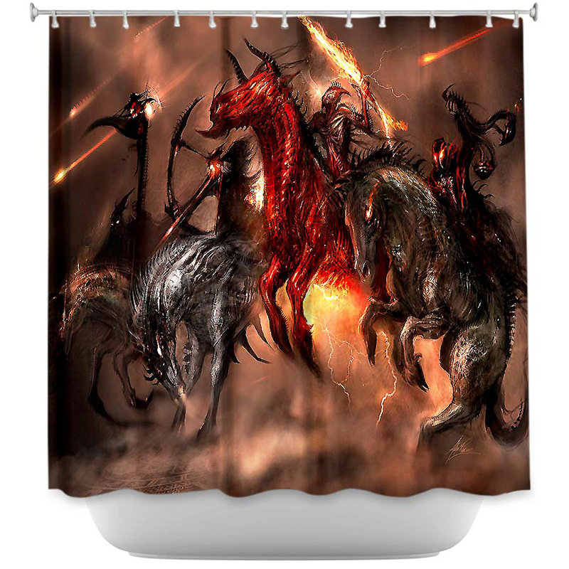 Rideau de douche simple quatre cheval dragons