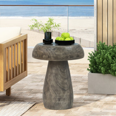 Table d'appoint Weather - Mushroom, couleur naturelle, design fantaisiste, pour la verdure, plateau de table de 13,2 po, matériau de 20,5 po de hauteur, forme, espaces intérieurs multifonctionnels, diamètre