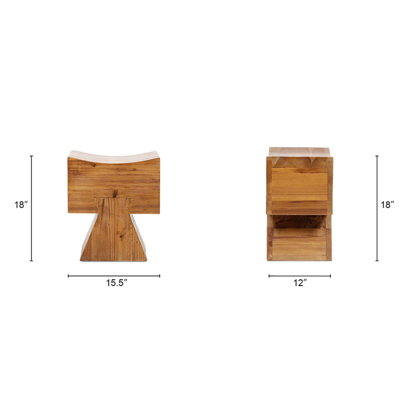 Nico Reclaimed Wood Sculptural Stool Ottoman