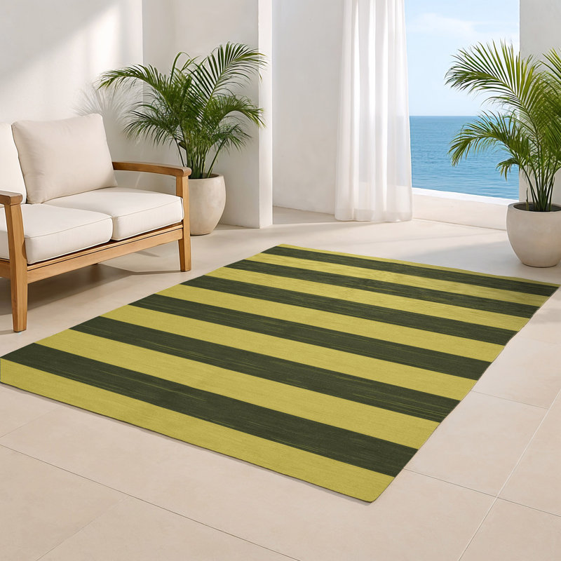 Tapis intérieur / extérieur brun HorizontalStripes, Rectangulaire 2 pi x 3 pi