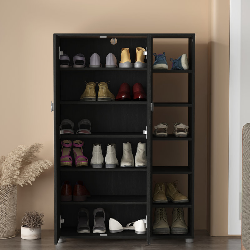 Shoe Storage Cabinet, Rustick Black Oak