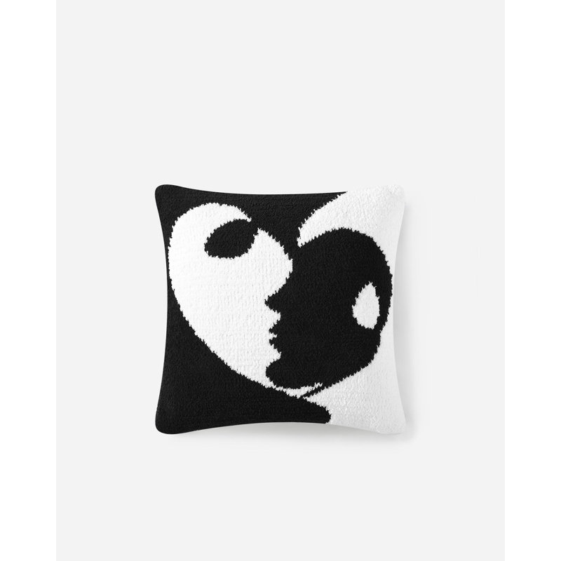 Faces II Square Pillow Cover & Insert, Black/Off White