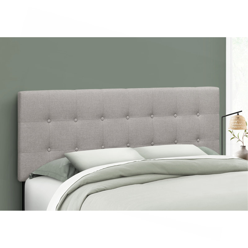 Lit, tête de lit seulement, grand lit, tapissier, aspect lin, transitionnel, Gris, Grand lit