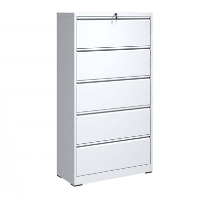 5 Drawer Metal Lateral File Cabinet, Filing Cabinet With Lock, Living Room Storage Cabinet